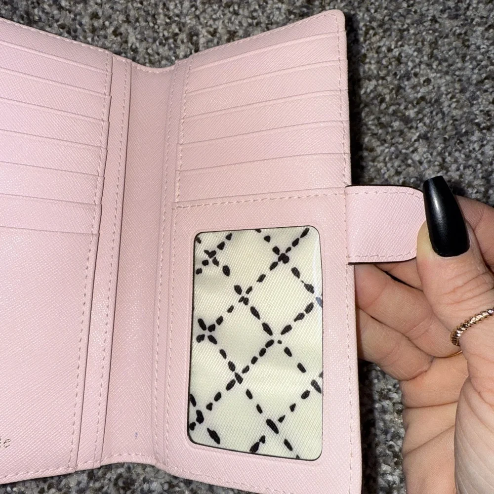 Kate spade light pink slim snap card holder wallet